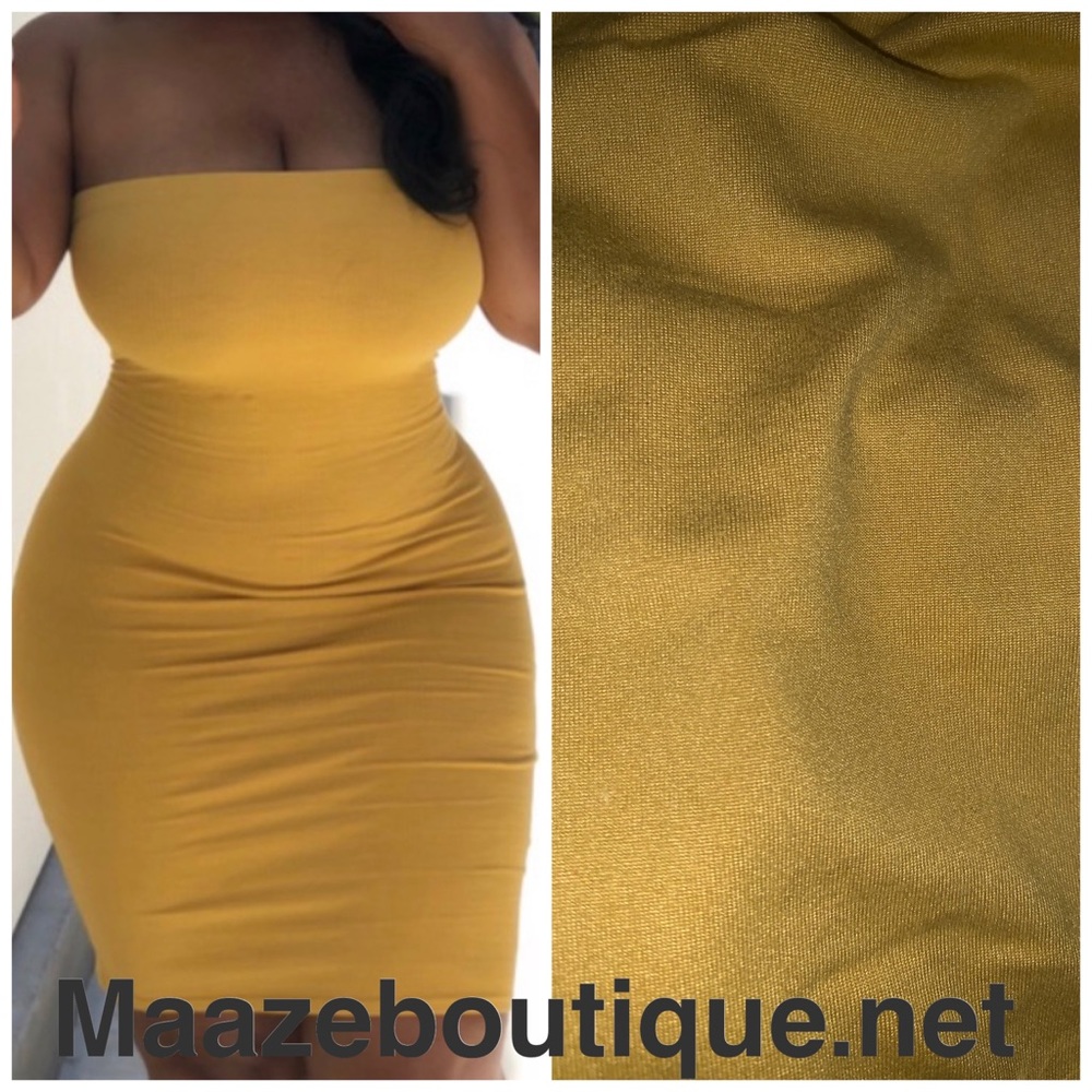 Plus Size Mustard Tube Dress
